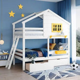 Bellemave® Twin Size Wooden Bunk Bed with Ladder and 2 Drawers - Bellemave
